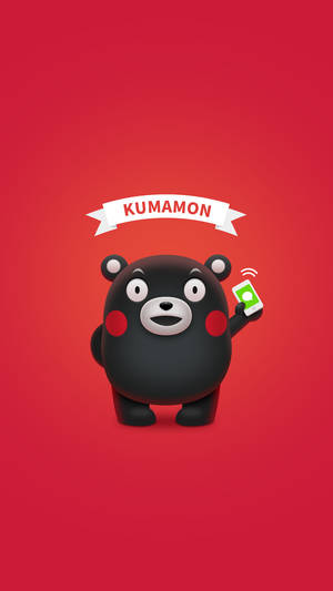 3d Kumamon On Red Wallpaper