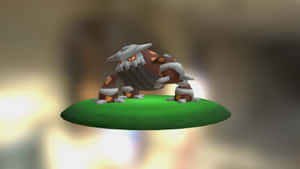 3d Model Of Heatran On Grass Wallpaper