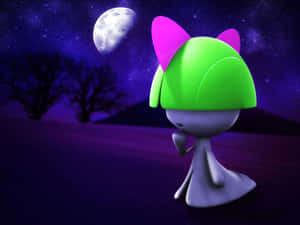 3d Ralts Under Night Sky Wallpaper