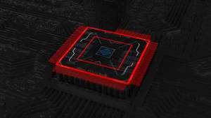 3d Red Processor Chip Wallpaper