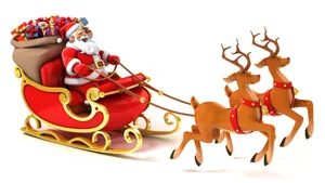 3d Santa Claus With Deers Wallpaper