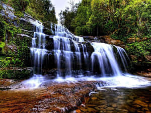 3d Waterfall - A Stunning Natural Landscape Wallpaper