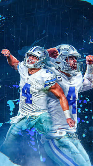 4 Dallas Cowboy's Players Celebrating After A Winning Game Wallpaper