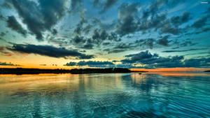 4k Beach With Cloudy Sky Wallpaper