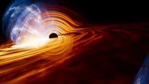 4k Black Hole Orange Light Streaks Wallpaper