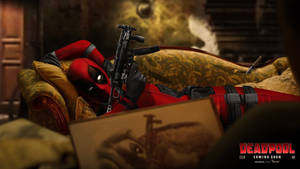 4k Deadpool On Couch Wallpaper