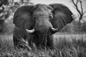 4k Elephant Front Facing Wallpaper