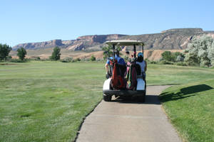 4k Family Riding Golf Cart Wallpaper