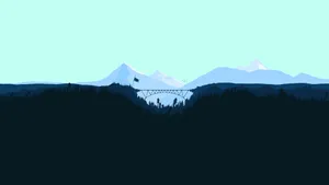 4k Flat Illustration Art Snowy Peak Mountains Wallpaper