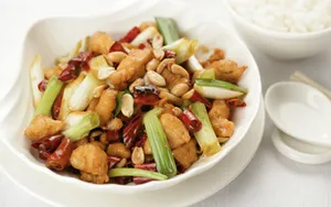 4k Food Spicy Stir Fried Chicken Wallpaper