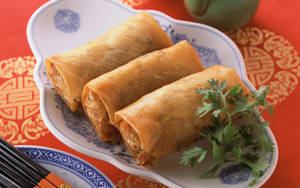 4k Food Spring Rolls Wallpaper