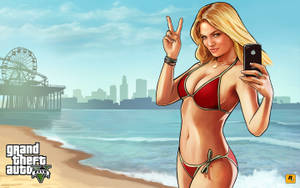 4k Gta 5 Bikini Girl At Beach Wallpaper