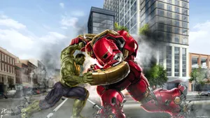 4k Hulk And Hulkbuster Wallpaper