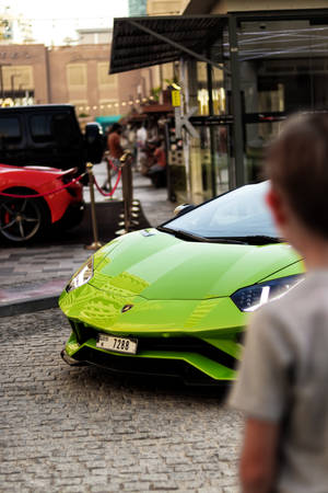 4k Lamborghini Apple Green Color Wallpaper