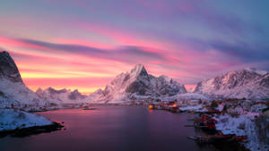 4k Laptop Purple Sky In Lofoten Wallpaper