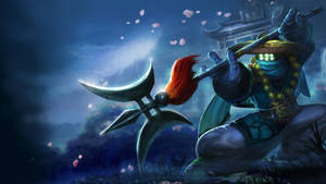 4k League Of Legends Jax Blue Arrow Wallpaper