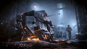 4k Metro 2033 Soldier Hiding Behind Vehicle Wallpaper