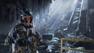 4k Metro 2033 Soldier Near Escalator Wallpaper