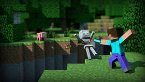 4k Minecraft Fight Scene Wallpaper