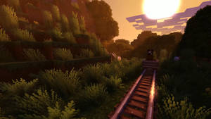 4k Minecraft Train Railings Wallpaper