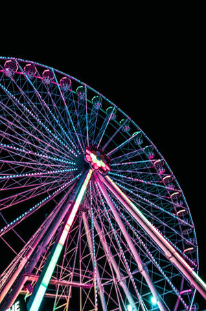 4k Neon Ferris Wheel Wallpaper