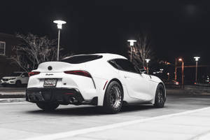 4k Toyota Supra White At Night Wallpaper