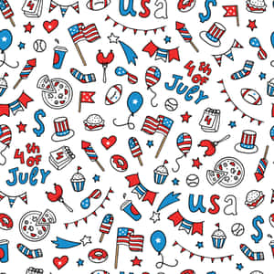 4thof July Celebration Doodles Pattern Wallpaper