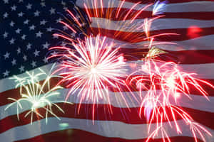 4thof July Fireworksand Flag Wallpaper