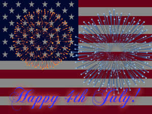 4thof July Fireworksand Flag Aesthetic Wallpaper