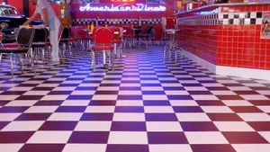 50s Diner Checkered Floor Wallpaper
