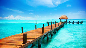 5k Hd Beach Dock Wallpaper