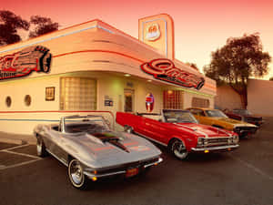 66 Street Machine Retro Diner Wallpaper