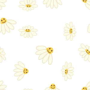 70s Floral Daisies With Smileys Wallpaper