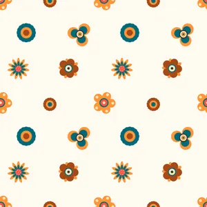70s Floral Geometric Pattern Wallpaper