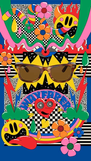 70s Hippie Colorful Art Wallpaper