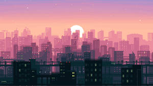 8 Bit Aesthetic City Artwork Wallpaper