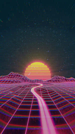 80s Vaporwave Retro Synthwave Sunset Wallpaper