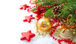 8k Christmas Decors On Snow Wallpaper