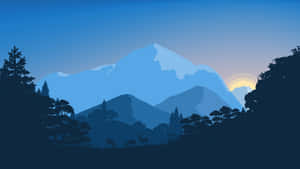 8k Minimalist Mountain In Forest Wallpaper