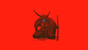 8k Samurai In Red Armour Suit Wallpaper