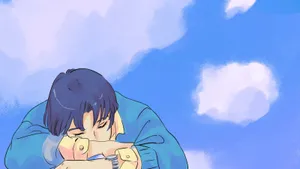 90s Anime Aesthetic Contemplative Character Wallpaper