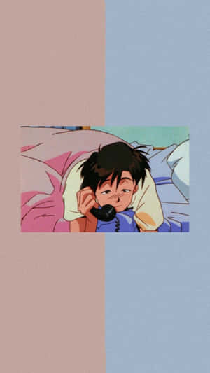 90s Anime Aesthetic Sleepy Guy Phone Wallpaper