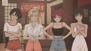 90s Anime Girls Wearing Croptops Wallpaper