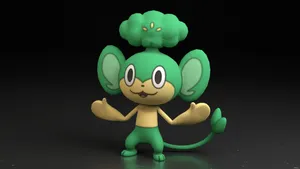 A 3d Pokémon Pansage Wallpaper