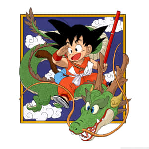 A Baby Goku With His Nimbus Cloud Wallpaper