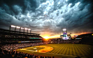 A Baseball Stadium With A Crowd Wallpaper