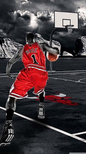 A Basketball Player Is Dribbling The Ball Wallpaper