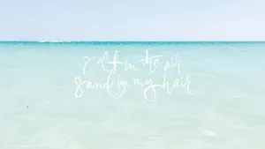 A Beach With A Quote On It That Says,'let Me In My Sand' Wallpaper
