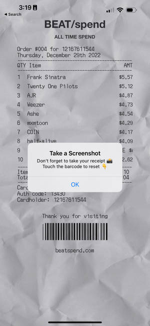 A Beat/spend Receipt Wallpaper