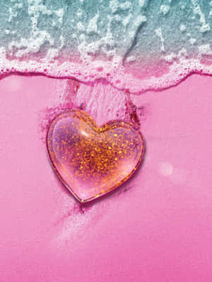 A Beautiful Background Surrounded By Glittering Pink Hearts. Wallpaper